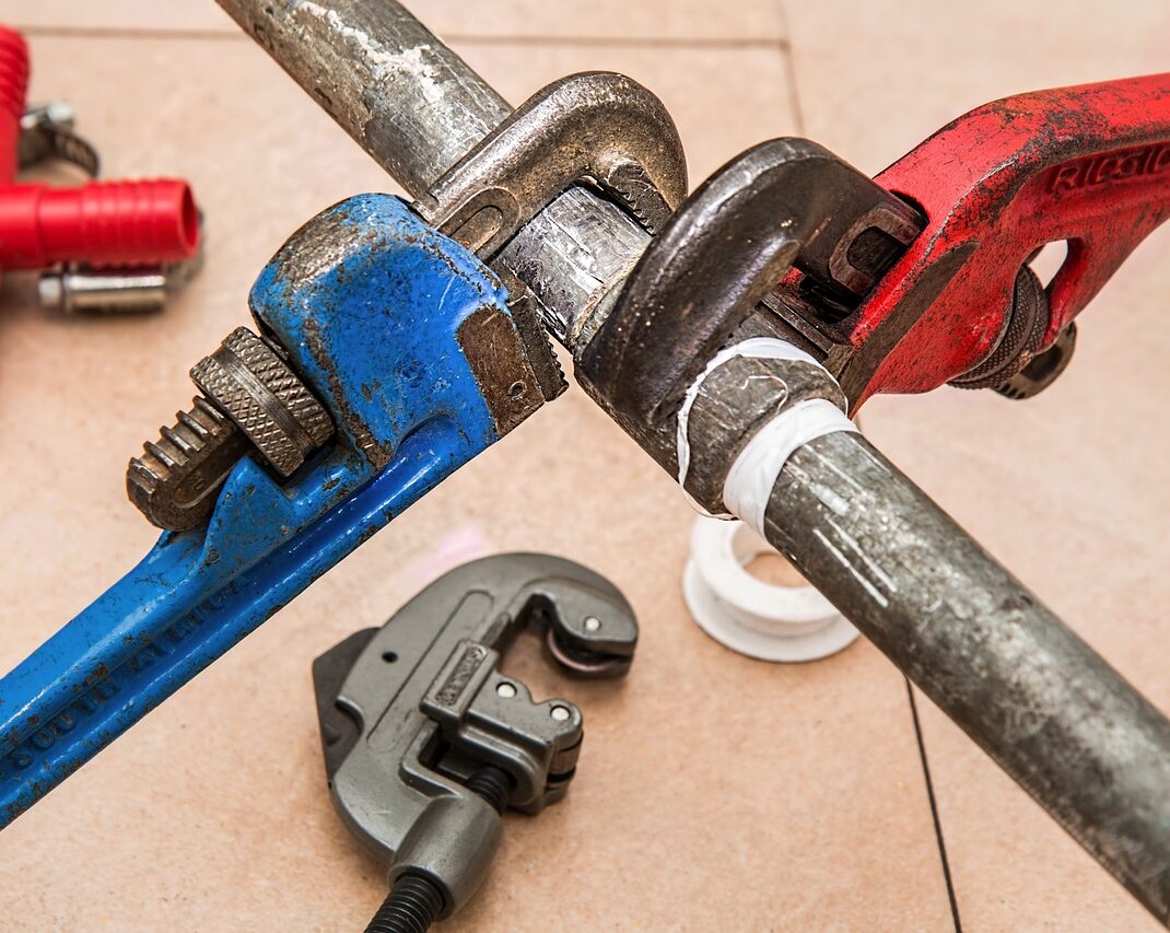 plumbing, pipe, wrenches